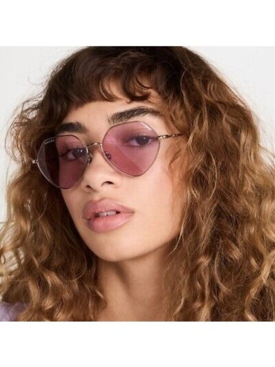 Gucci GG1182S 004 Sunglasses Rose Gold Geometric Frame, Pink Lenses main image 7
